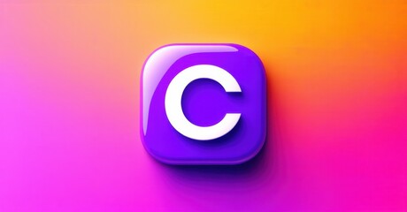 Vibrant purple and pink intellectual property protection app icon with copyright and trademark symbol flat three dimensional glossy style round square shape modern app icon featur