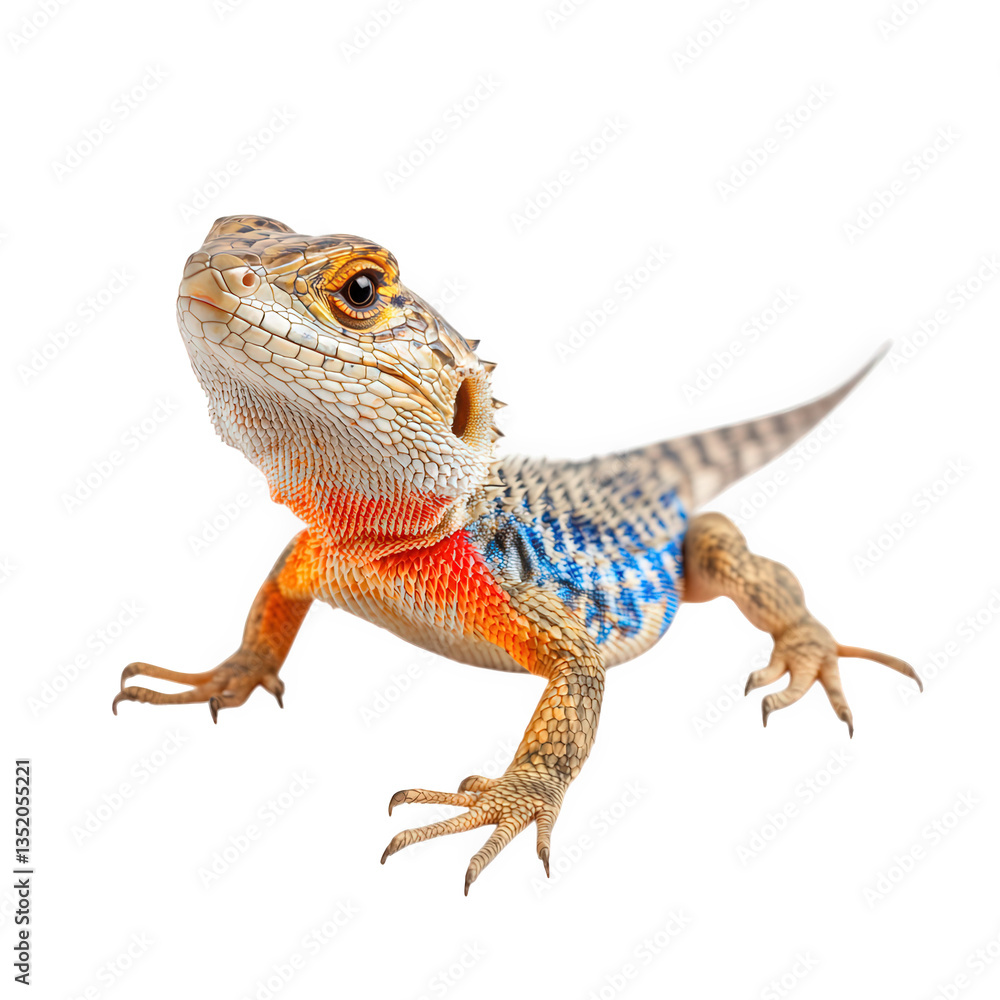 Poster close-up a colorful lizard with distinctive patterns and vibrant colors showcasing its unique featur