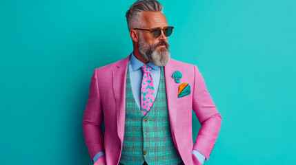 Dapper Gentleman in Pink: A bold fashion statement design for editorial, blog or advertisement.