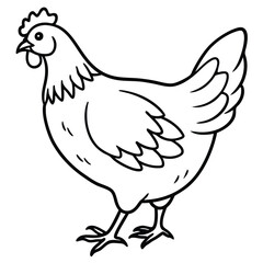Line art Hen isolated on white background