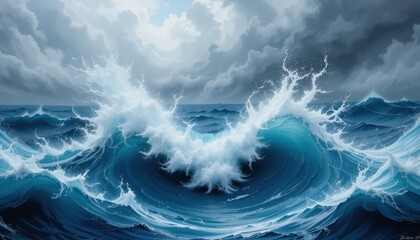 Powerful ocean waves seaside nature photography stormy atmosphere close-up energy