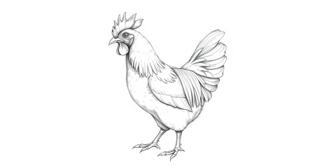 Elegant Chicken Sketch, Ideal for Design Elements