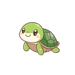 Fototapeta premium Cute Cartoon Baby Turtle with a Smile