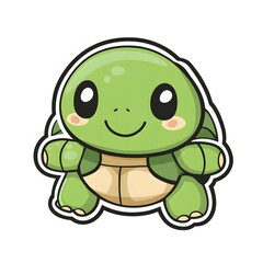 Fototapeta premium Cute Cartoon Baby Turtle with a Smile
