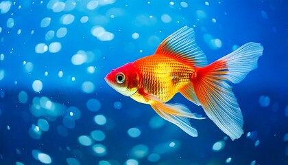 Fototapeta premium Beautiful goldfish in blue water