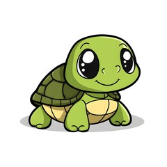 Obraz premium Cute Cartoon Baby Turtle with a Smile