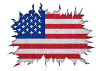 USA flag inside cracked wall