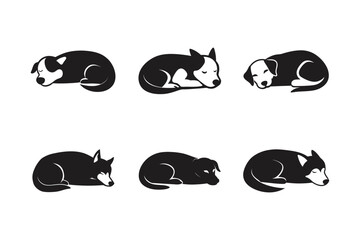 outline dog sleeping vector silhouette design