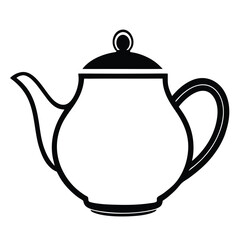 Sleek Minimalist Teapot Silhouette Vector Illustration in Flat Art Style on White Background