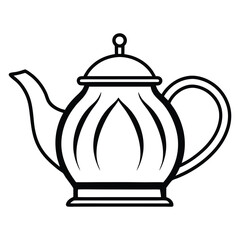 Sleek Minimalist Teapot Silhouette Vector Illustration in Flat Art Style on White Background