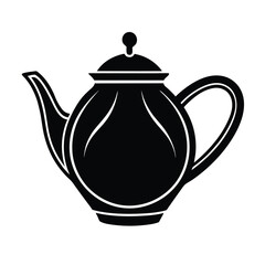 Sleek Minimalist Teapot Silhouette Vector Illustration in Flat Art Style on White Background