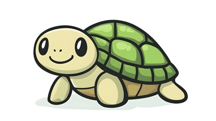 Obraz premium Cute Cartoon Baby Turtle with a Smile