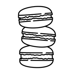 macaroon outline illustration. macaron black line illustration.
