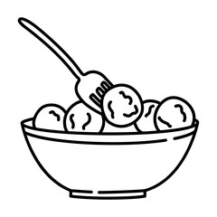 meatball outline illustration. meatball black line illustration.
