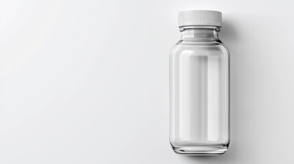 Empty glass bottle on white background