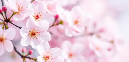 Soft pastel watercolor blooms, blurred delicate petals, spring bokeh effect, pretty, romantic