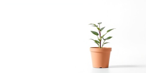 Fototapeta premium Modern Plastic Flower Pot with Empty Space for Design
