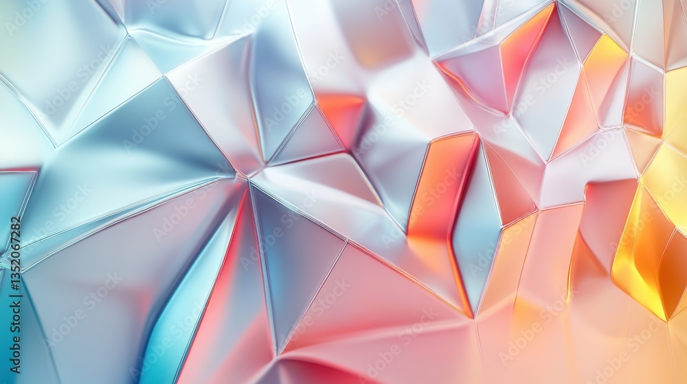 Poster futuristic holographic foil texture with iridescent colors and diverse shapes creating a vivid and c