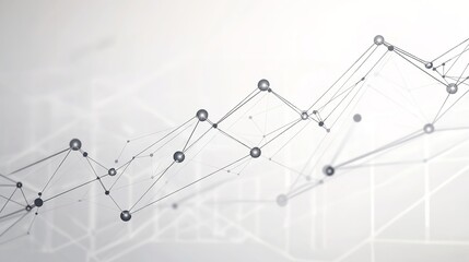 Abstract network of lines and dots on a white background creating a complex interconnected structure