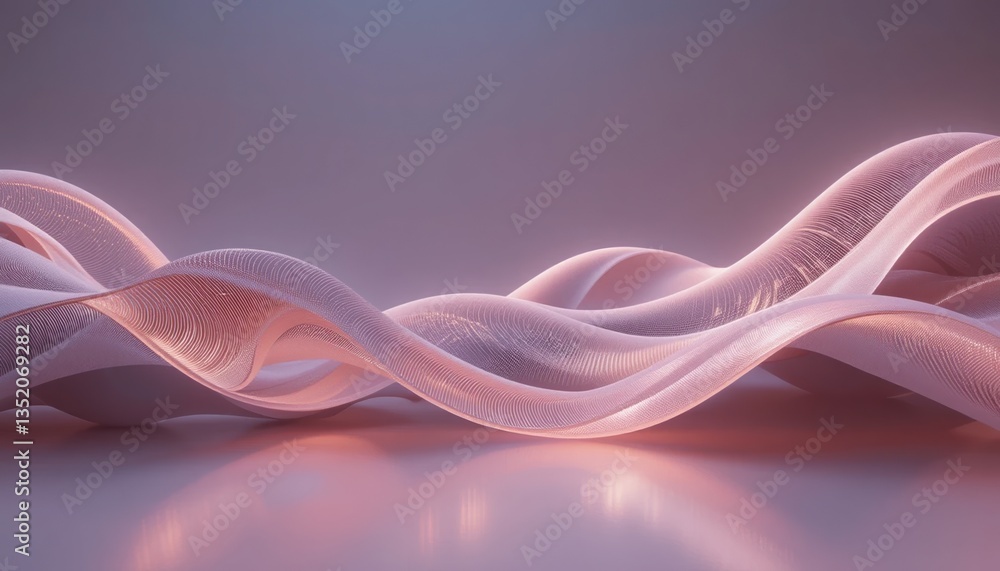 Poster dynamic flow of abstract waves studio setting digital artwork soft lighting contemporary style fluid