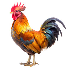 Fototapeta premium Rooster Image Colorful Farm Bird Photo isolated on transparent background