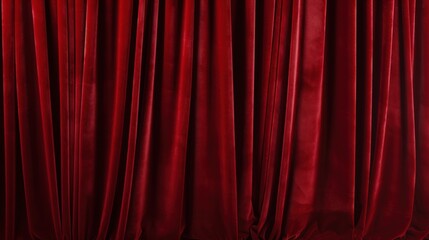 Detailed image of red velvet curtains pulled aside, highlighting the fabric's smoothness
