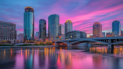 Grand Rapids Skyline at Sunset: A Stunning Michigan Cityscape