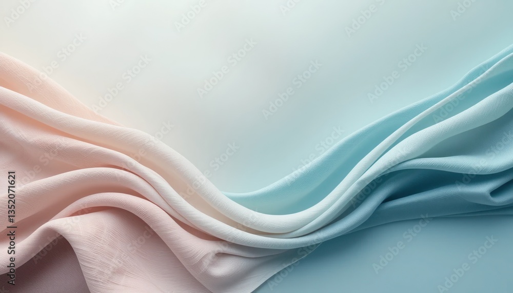 Poster flowing fabric textures studio setting abstract image soft colors close-up view artistic concept for