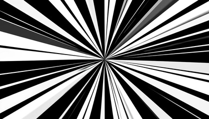 Dynamic burst of black and white stripes abstract design digital art studio environment aerial viewpoint visual concept for creative projects