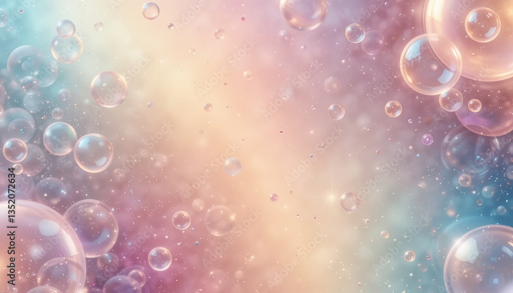 Poster bubbles floating in a soft pastel background abstract digital artwork tranquil environment visual co
