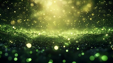 Dreamy Abstract Background of Green Lights and Nature Glow