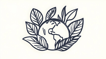 Fototapeta premium Earth surrounded by leaves, environmental conservation illustration, website banner design