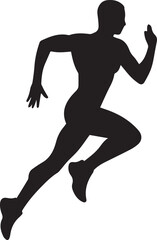 Running man silhouette isolated on white background, vector illustration. Athlete running race.