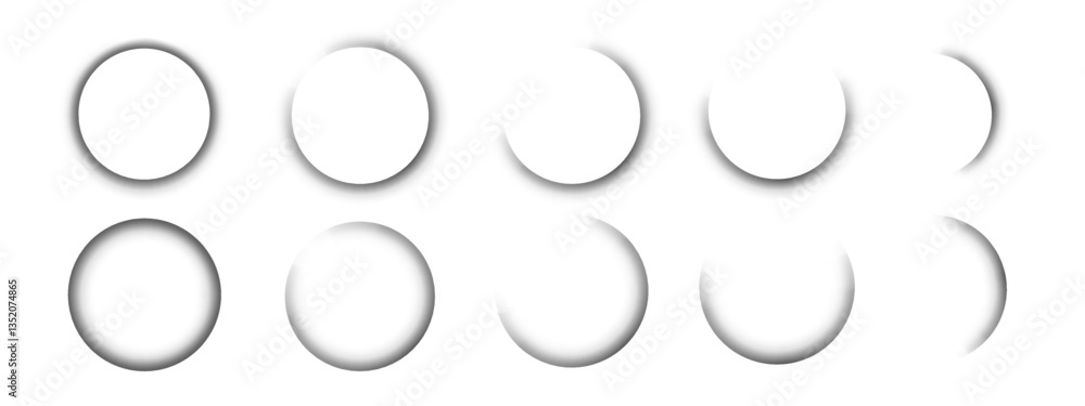 Aufkleber shadow round realistic effects. circle soft blurry shapes shade border, edge layout, label. set of s