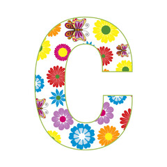 flower pattern letters,  beautiful colors for  make a logo, illustration.