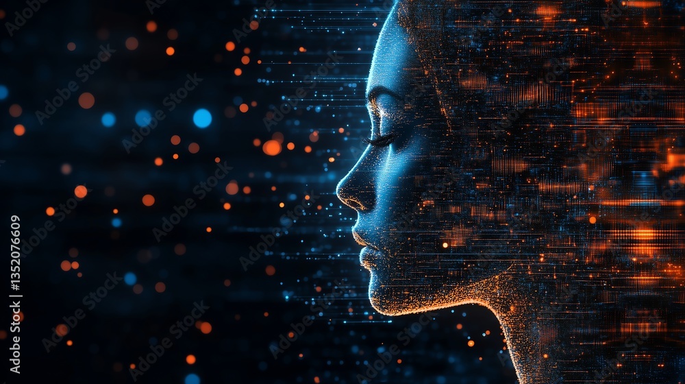Poster abstract artificial intelligence technology web background: minimalistic virtual concept for modern 