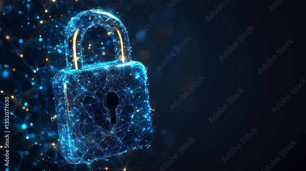 Poster data protection cyber security privacy business internet technology concept: minimalistic design wit