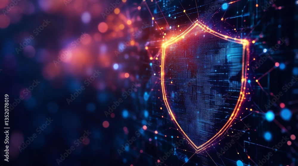 Poster future technology web services or cybersecurity colorful background with copy space