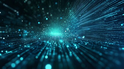 Digital Technology Speed Connect Blue Green Background: Minimalistic Abstract Communication and Innovation Future Tech Data