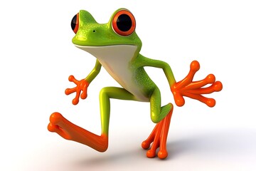 Obraz premium Cartoon Frog Walking.
