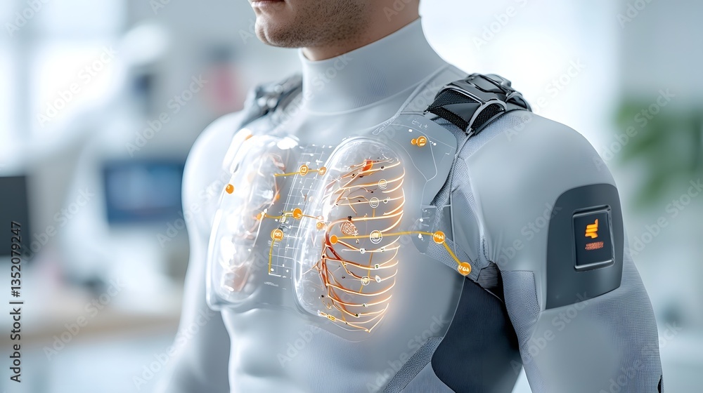 Poster ai optimized ice pack embedded in athletic wear for continuous muscle recovery side view illustratin
