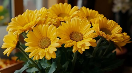 Obraz premium Beautiful Yellow Flowers with Bright Petals in a Vivid Arrangement