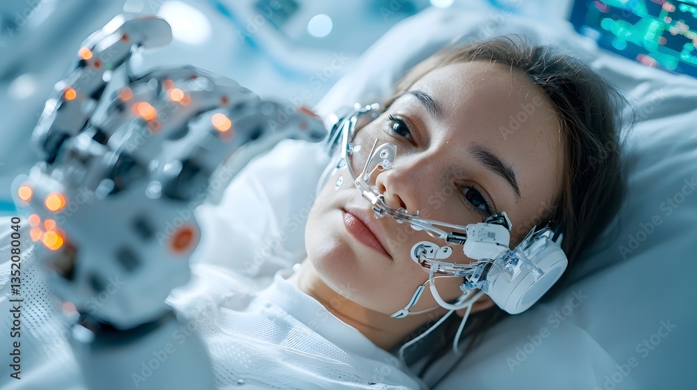 Poster autonomous robotic nurse assisting in high tech icu highlighting advanced medical automation and tec