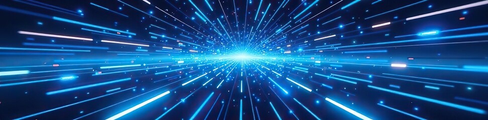 Abstract futuristic background of light speed, hyperspace, and space warp in a vibrant blue hue,  futuristic,  light speed
