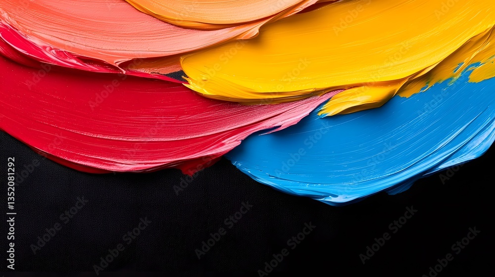 Poster captivating abstract painting featuring a vivid arrangement of multicolored brushstrokes with a heav