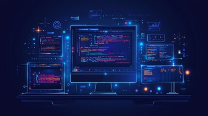 Fototapeta premium A flat vector illustration of a coding concept