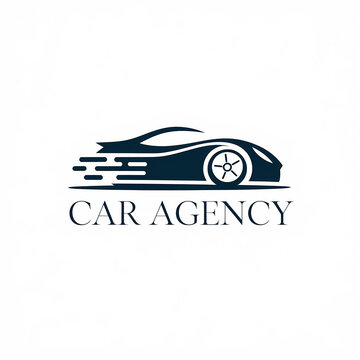 A sleek car agency logo featuring a speeding car silhouette with motion lines and a steering wheel icon in the background. The text "CAR AGENCY SOGE HLER" is displayed in bold typography.


