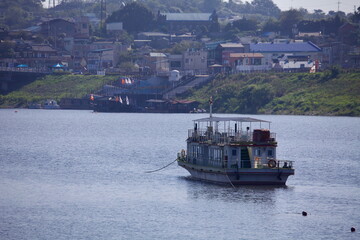 Yeongsan Port and Moored Boat on the Yeongsan River