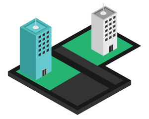 Illustration Vector Graphic Of Cymetric Building Office Flat Art