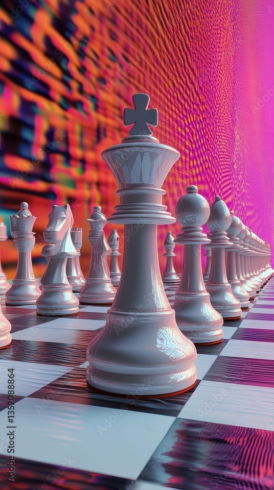 Poster a close perspective of a chess game in progress is shown